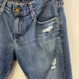 AG Adriano Goldschmied Women's Blue Distressed Ankle Jeans